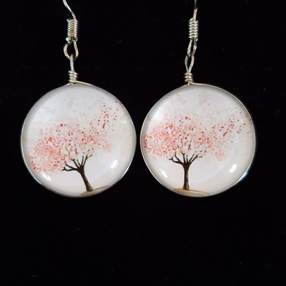 Tree of Life Double Sided Glass Dome Earrings - Picture 2 of 2